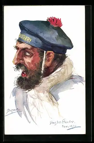 Künstler-AK Em. Dupuis: Dans les Flandres Nov. 1914, Französischer Soldat in Uniform, Nos Poilus No 5