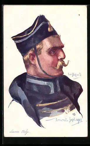 Künstler-AK Em. Dupuis: Nos Alliés, Aerschot, Sept. 1914, Lancier Belge, belgischer Soldat