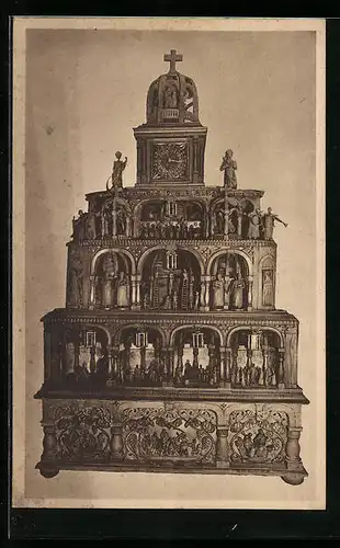 AK Goslar, 200 jährige historische Original Kunstuhr, prämiert a.d. Weltausstellung Chicago 1893, Marktkirchhof 4