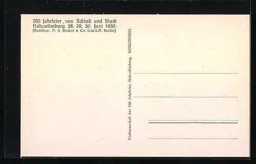 AK Hohenlimburg, 700 Jahrfeier von Schloss und Stadt Hohenlimburg 1930, Dietrichs I. Einzug auf Hohenlimburg 1230