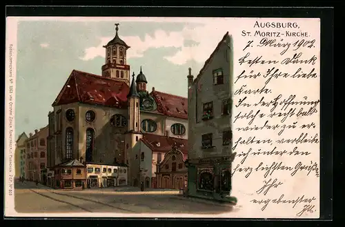 Lithographie Augsburg, St. Moritz-Kirche