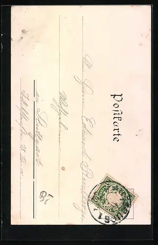 Lithographie Augsburg, Perlach mit Rathaus