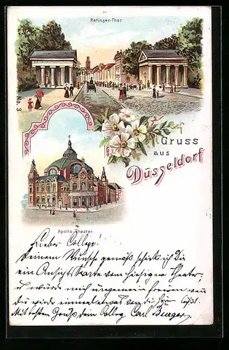 Lithographie Düsseldorf, Ratinger Tor & Apollo-Theater