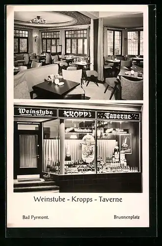 AK Bad Pyrmont, Brunnenplatz mit Kropp`s Weinstube