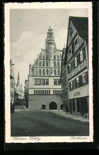 AK Waldsee i. W., Strassenpartie mit Rathaus