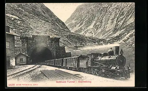 AK Gotthard-Tunnel - Expresszug, schweizer Eisenbahn