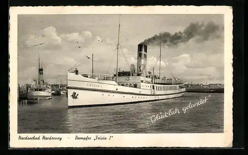 AK Dampfer Frisia I verlässt den Hafen von Norderney