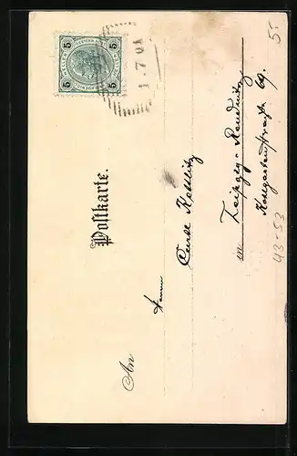 Lithographie Paare beim Volkstanz in der Hütte