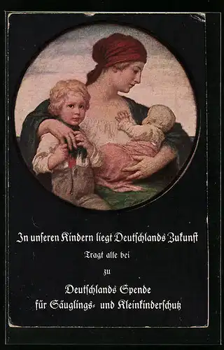 Künstler-AK Ludwig von Zumbusch: Deutsche Mutter mit Kindern