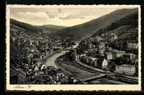 AK Altena i. W., Totalansicht aus der Vogelschau