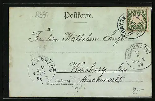 Mondschein-AK Bayreuth, Eremitage, Untere Grotte