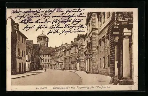 AK Bayreuth, Kanzleistrasse mit Regierung für Oberfranken