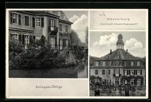 AK Solingen-Ohligs, Die Wasserburg, Schloss Hackhausen