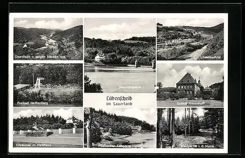 AK Lüdenscheid /Sauerland, Versetalsperre, Lösenbachtal, Schloss Neuenhoff, Füelbecker Talsperre