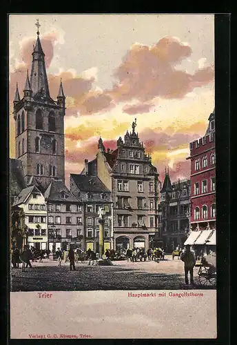 AK Trier, Hauptmarkt mit Gangolfsthurm