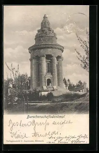 AK Eisenach, Blick auf Burschenschaftsdenkmal