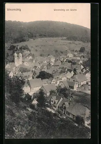 AK Wiesensteig, Ortsansicht vom Westen