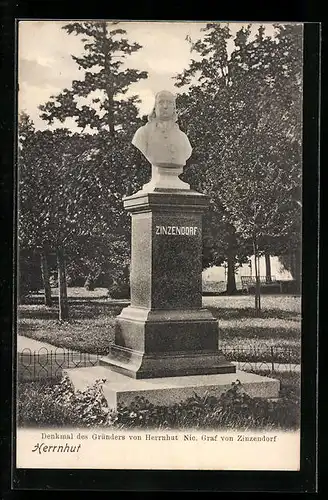 AK Herrnhut, Denkmal des Gründers von Herrnhut Nic. Graf von Zinzendorf