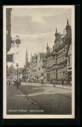 AK Hameln a. Weser, Blick in die Osterstrasse