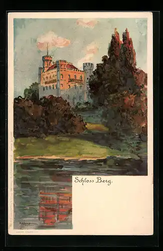 Lithographie Starnberg, Schloss Berg