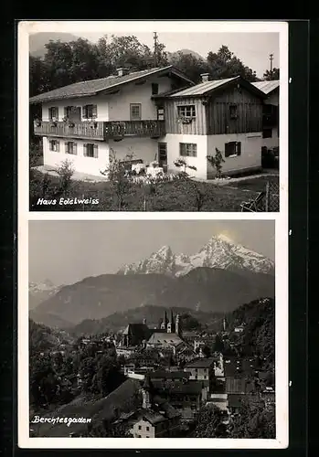 AK Berchtesgaden, Ortsansicht aus der Vogelschau, Haus Edelweiss