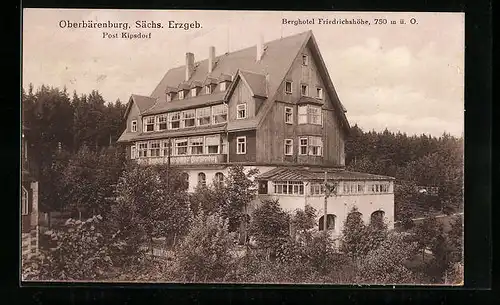 AK Oberbärenburg /Sächs. Erzgeb., Berghotel Friedrichshöhe
