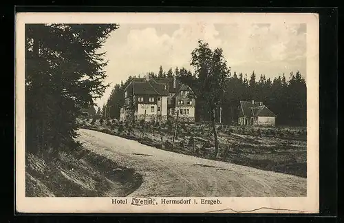 AK Hermsdorf /Erzgeb., Hotel Wettin, Bes. Richard Rehn