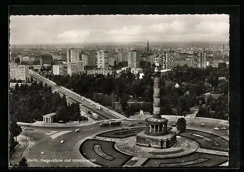 AK Berlin-Tiergarten, Siegessäule und Hansaviertel