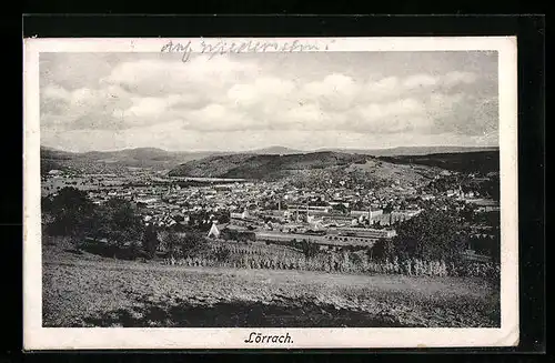 AK Lörrach, Ortsansicht aus der Vogelschau