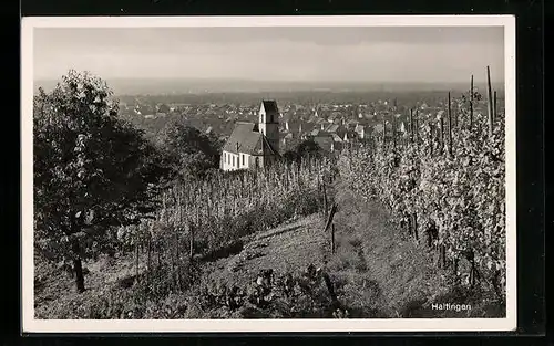 AK Haltingen, Ortsansicht aus der Vogelschau