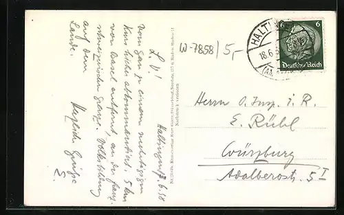 AK Haltingen, Ortsansicht aus der Vogelschau