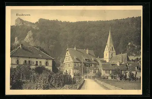 AK Blaubeuren, Ortspartie mit Kirche