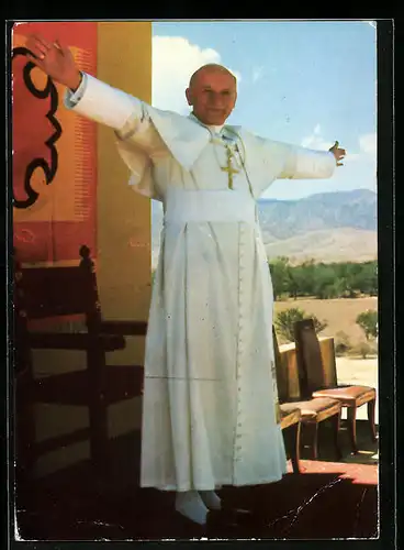 AK Papst Johannes Paul II. im weissen Ornat mit ausgestreckten Armen