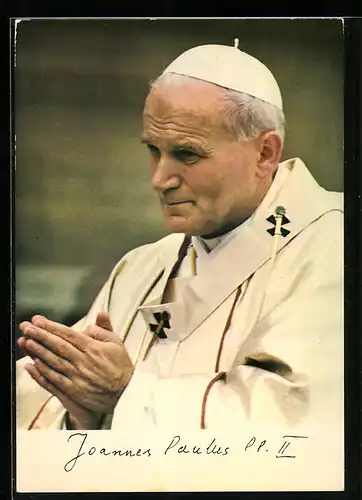 AK Papst Johannes Paul II. im weissen Ornat beim Beten