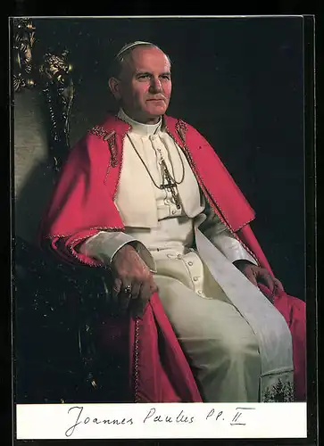 AK Papst Johannes Paul II. sitzt auf dem heiligen Stuhl