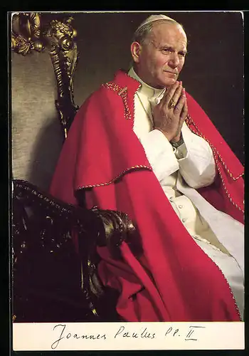 AK Papst Johannes Paul II. betet auf seinem heiligen Stuhl