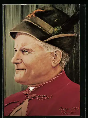 Künstler-AK Papst Johannes Paul II. im Seitenprofil