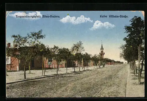 AK Alten-Grabow, Kaiser Wilhelm-Strasse beim Truppenübungsplatz