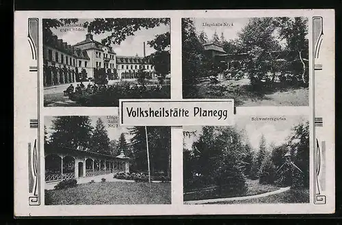 AK Planegg, Volksheilstätte mit Liegehallen und Schwesterngarten