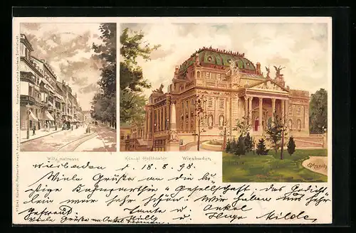 Künstler-AK Carl Münch: Wiesbaden, Königl. Hoftheater, Wilhelmstrasse