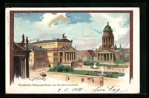 Künstler-AK Carl Münch: Berlin, Königliches Schauspielhaus am Gendarmenmarkt