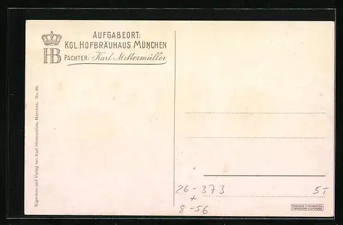 Künstler-AK Fritz Quidenus: München, Innenansicht Münchner Hofbräuhaus