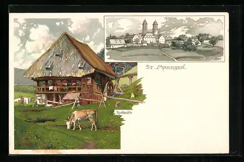 Künstler-AK Karl Mutter: St. Maergen, Kuh an der Rankmühle