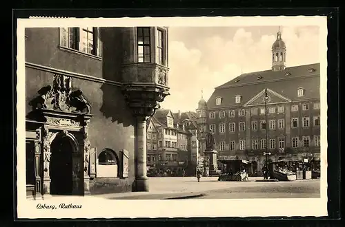 AK Coburg, Blick auf Rathaus