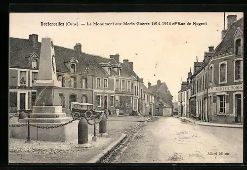 AK Bretoncelles, Le Monument aux Morts Guerre et Rue de Nogent