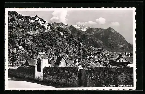 AK Vaduz, Ortsansicht mit Bergen