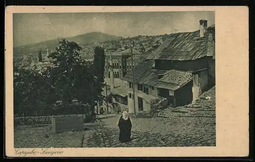 AK Sarajevo, Ortspartie mit Häusern