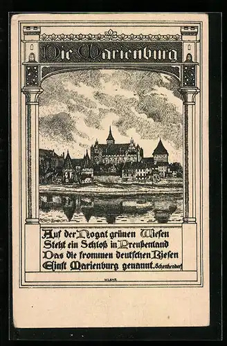 Künstler-AK Marienburg, Blick auf die Marienburg
