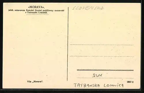 AK Tatranska Lomnica, jubil. zotavovna Temské zivotni pojistovny