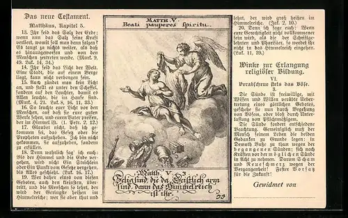 AK Matth. V., Beati pauperes spiritu, Das neue Testament, Winke zur Erlangung religiöser Bildung